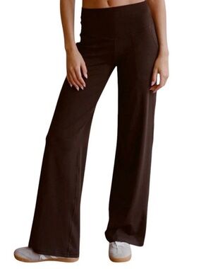 Offline Aerie Real Me Xtra High Rise Trouser Wide Leg Easy Pant Brown M Pockets